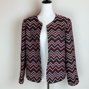 Tahari Arthur S. Levine Chevron Blazer‎ Jacket 14P Petite Red Black